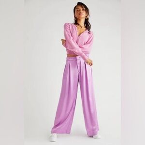 Free People Good Days purple satin pants size S